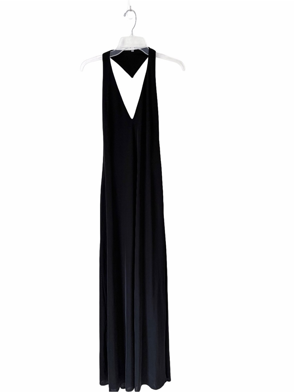 David Meister Halter Slinky Low Back Black Gown size 12